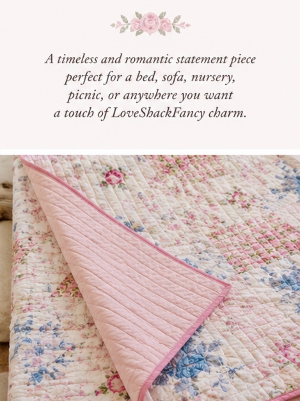 🌸 Authentic LoveShackFancy Rare Reversible Quilted Blanket